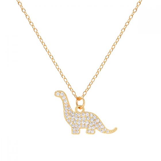 Gold Plated Silver 18 Inch Dinosaur Necklace | Jewellerybox.co.uk