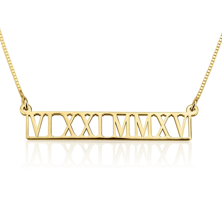 Personalized Roman Numeral Cutout Necklace