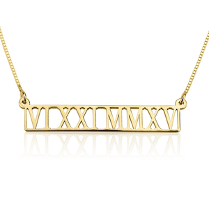 Personalized Roman Numeral Cutout Necklace