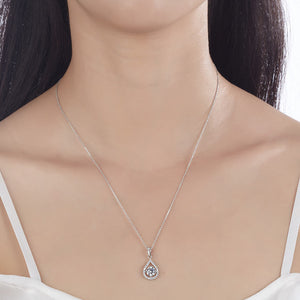 1 Carat Pear Shape Silver Necklace